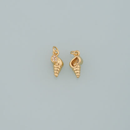 Gold Shell Charms,18K Gold Filled Conch Pendant,CZ Micro Pave Conch Shell Charm Bracelet Necklace for DIY Jewelry Making Supply