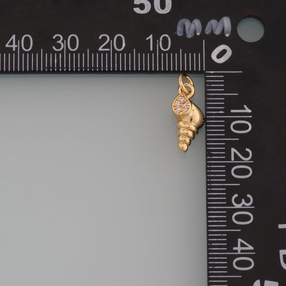 Gold Shell Charms,18K Gold Filled Conch Pendant,CZ Micro Pave Conch Shell Charm Bracelet Necklace for DIY Jewelry Making Supply