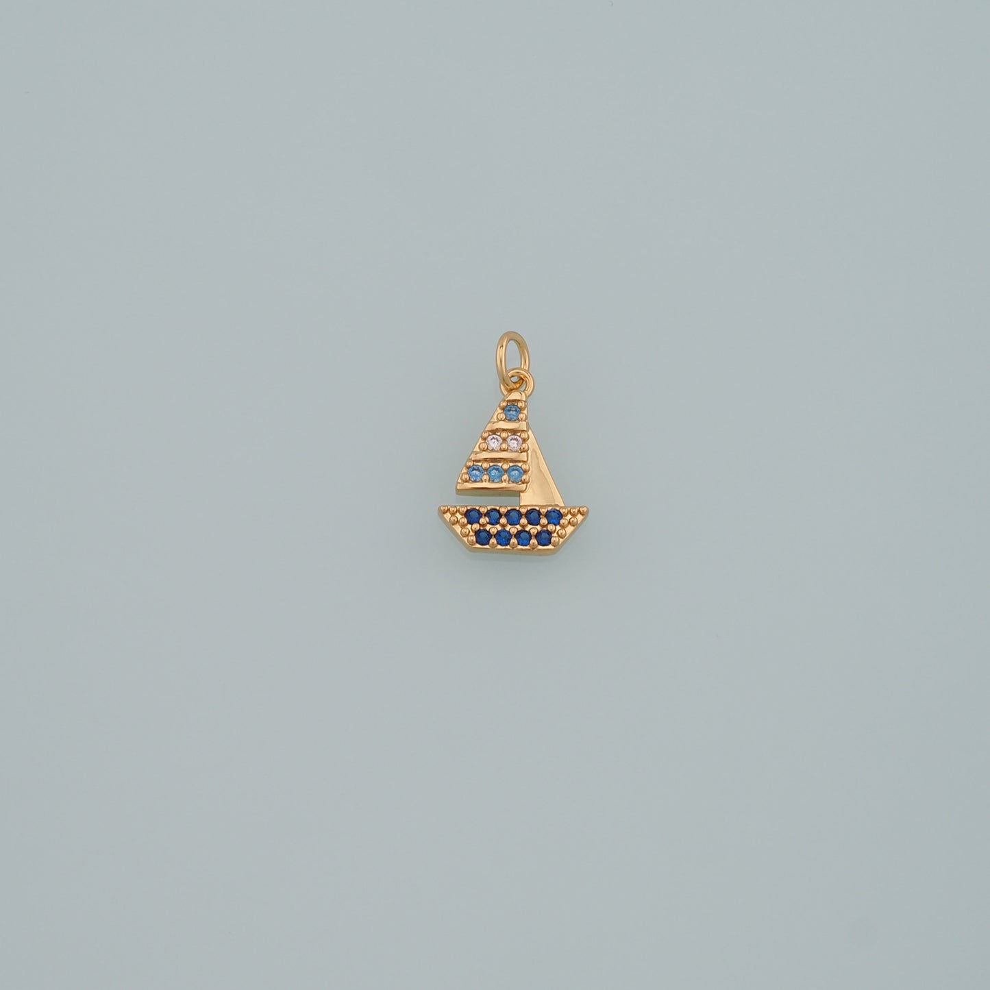 Gold Boat Charms,18K Gold Filled Sailboat Pendant,CZ Micro Pave Navigation Charm Bracelet Necklace for DIY Jewelry Making Supply