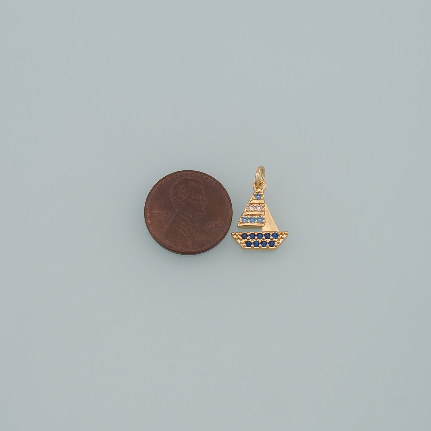 Gold Boat Charms,18K Gold Filled Sailboat Pendant,CZ Micro Pave Navigation Charm Bracelet Necklace for DIY Jewelry Making Supply