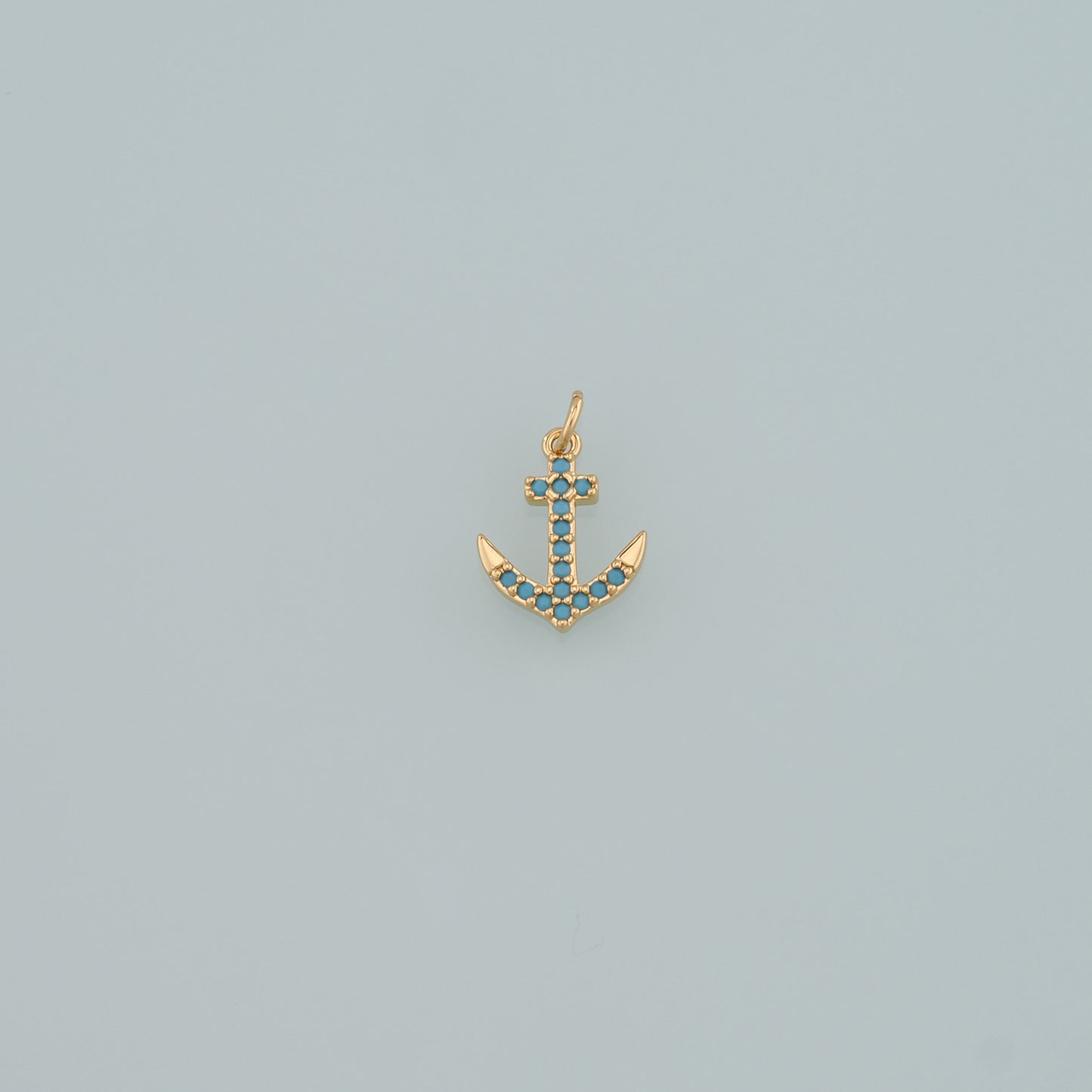 Gold Anchor Charms,18K Gold Filled CZ Micro Pave Anchor Pendant Charm Bracelet Necklace for DIY Jewelry Making Supply