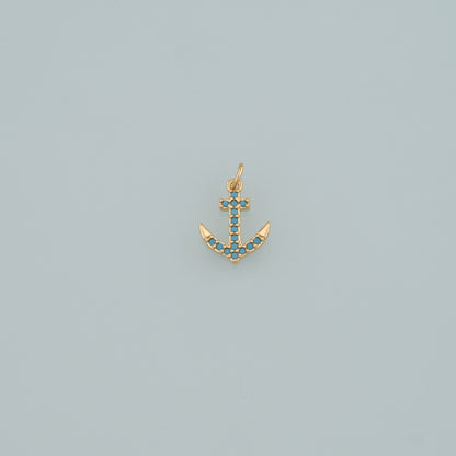 Gold Anchor Charms,18K Gold Filled CZ Micro Pave Anchor Pendant Charm Bracelet Necklace for DIY Jewelry Making Supply