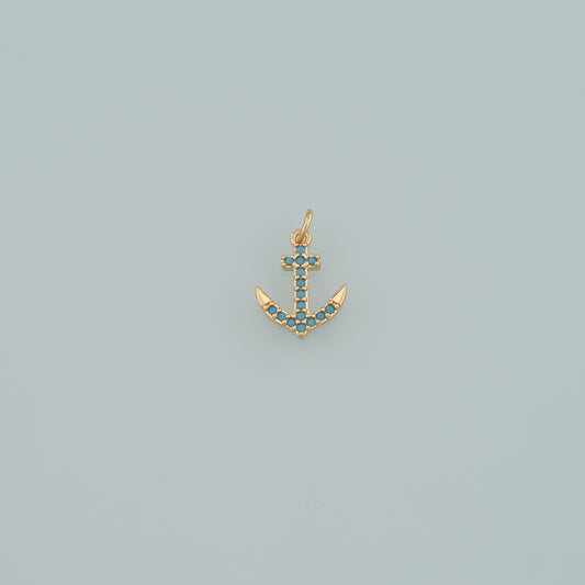 Gold Anchor Charms,18K Gold Filled CZ Micro Pave Anchor Pendant Charm Bracelet Necklace for DIY Jewelry Making Supply