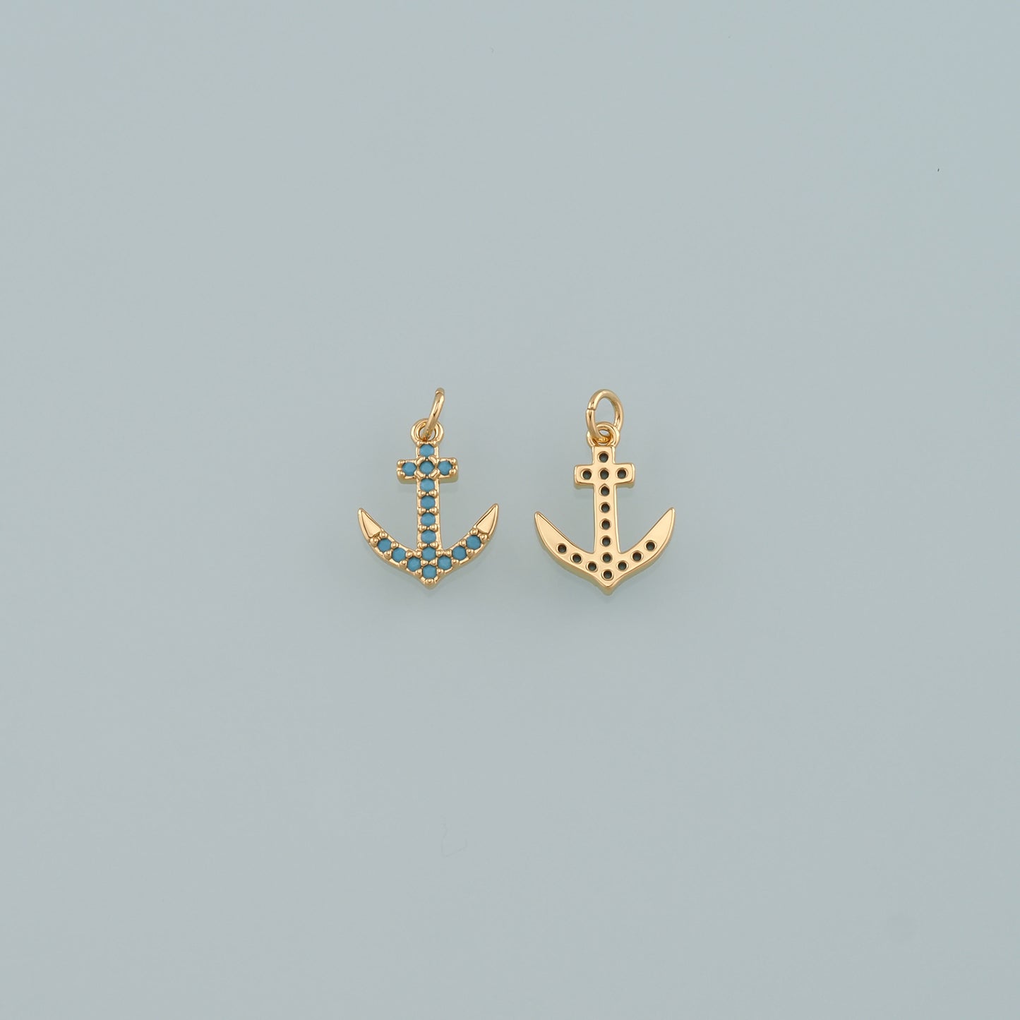 Gold Anchor Charms,18K Gold Filled CZ Micro Pave Anchor Pendant Charm Bracelet Necklace for DIY Jewelry Making Supply
