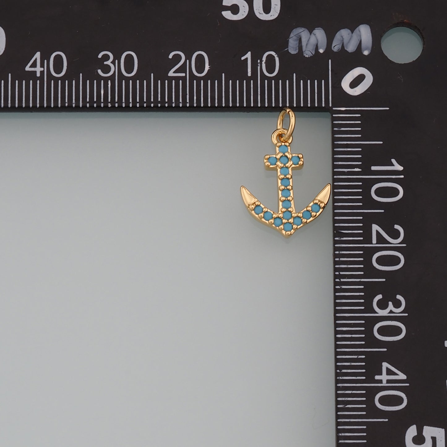 Gold Anchor Charms,18K Gold Filled CZ Micro Pave Anchor Pendant Charm Bracelet Necklace for DIY Jewelry Making Supply