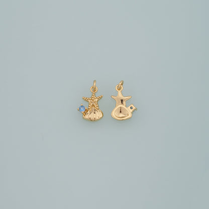 Gold Starfish Charms,18K Gold Filled Sea Star Pendant,CZ Micro Pave Starfish Charm Bracelet Necklace for DIY Jewelry Making Supply