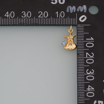 Gold Starfish Charms,18K Gold Filled Sea Star Pendant,CZ Micro Pave Starfish Charm Bracelet Necklace for DIY Jewelry Making Supply