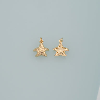 Gold Starfish Charms,18K Gold Filled Sea Star Pendant,Starfish Charm Bracelet Necklace for DIY Jewelry Making Supply