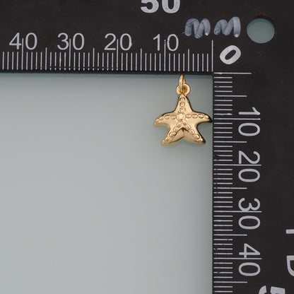 Gold Starfish Charms,18K Gold Filled Sea Star Pendant,Starfish Charm Bracelet Necklace for DIY Jewelry Making Supply