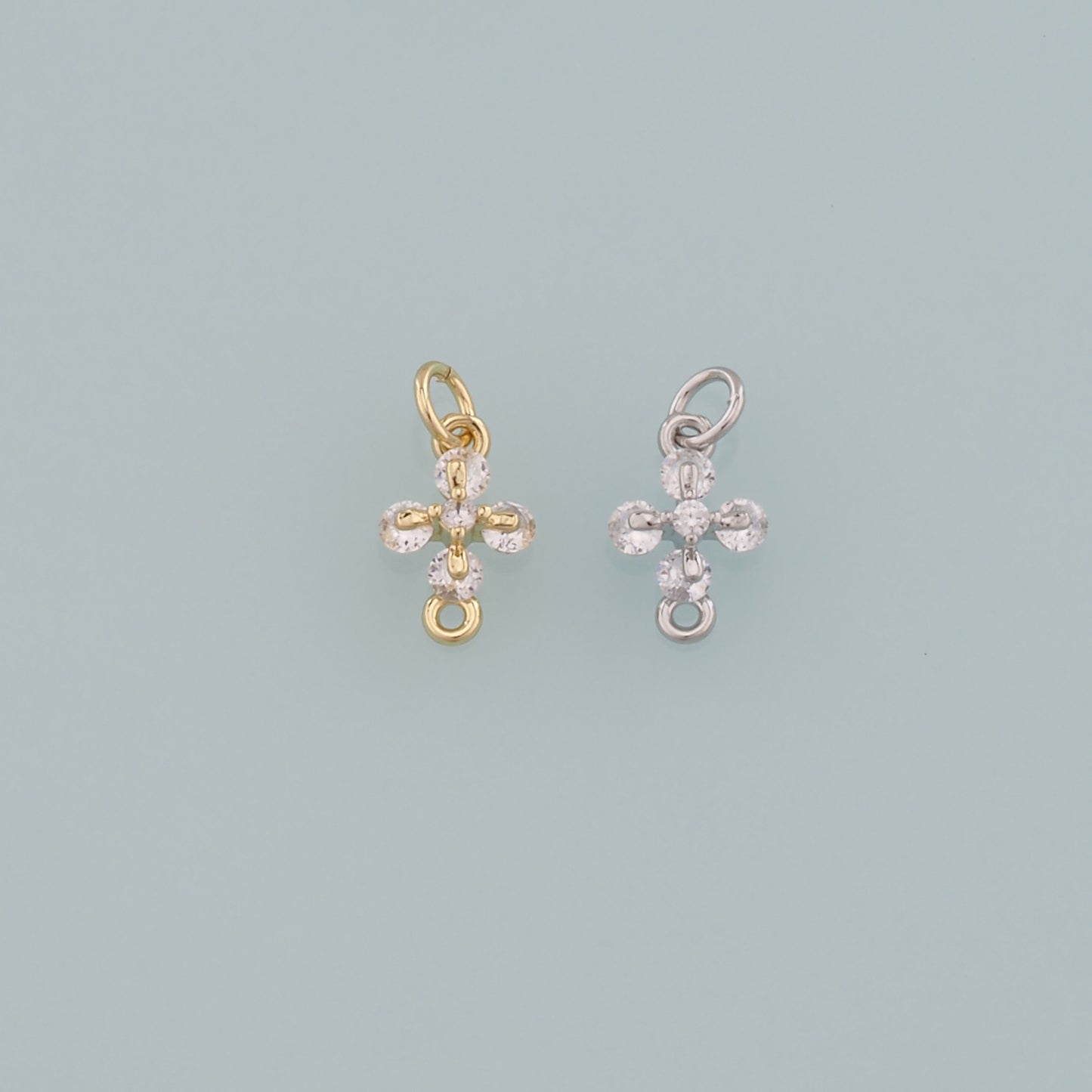 Gold Cross Charms,18K Gold Filled Cross Pendant,CZ Micro Pave Religion Charm Bracelet Necklace for DIY Jewelry Making Supply