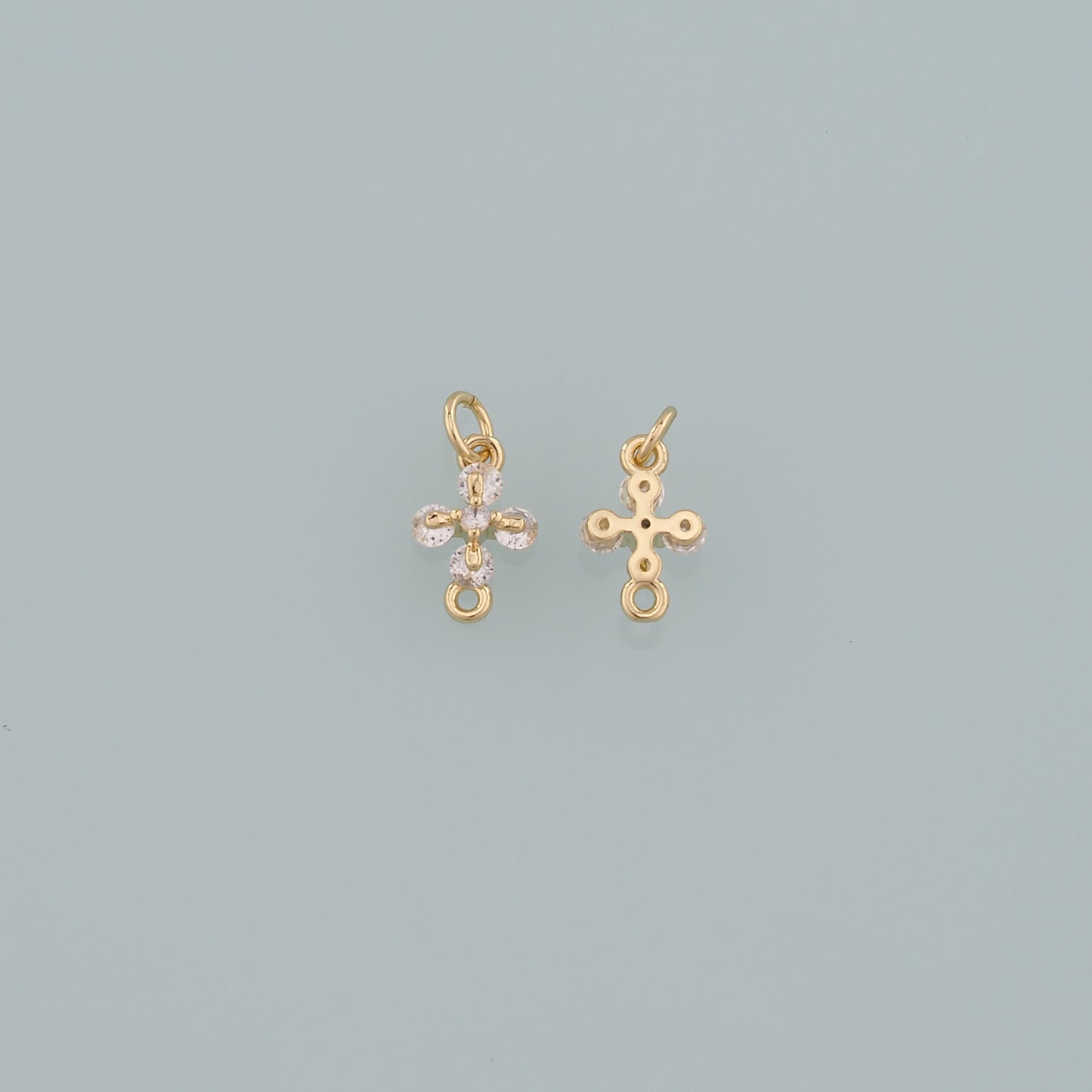 Gold Cross Charms,18K Gold Filled Cross Pendant,CZ Micro Pave Religion Charm Bracelet Necklace for DIY Jewelry Making Supply