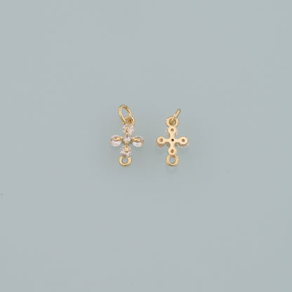 Gold Cross Charms,18K Gold Filled Cross Pendant,CZ Micro Pave Religion Charm Bracelet Necklace for DIY Jewelry Making Supply