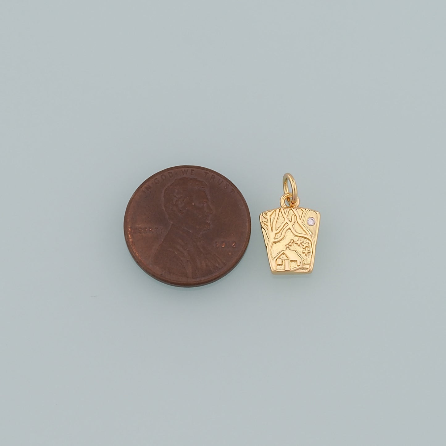 18K Gold Filled Cabin Pendant,Cabin Charm Bracelet Necklace for DIY Jewelry Making Supply