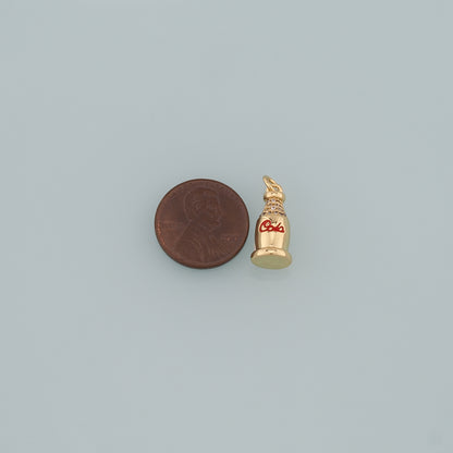 Gold Drinks Charms,18K Gold Filled Cola Pendant,Enamel Cola Charm Bracelet Necklace for DIY Jewelry Making Supply