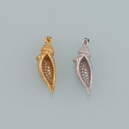 Gold Shell Charms,18K Gold Filled Conch Pendant,CZ Micro Pave Conch Shell Charm Bracelet Necklace for DIY Jewelry Making Supply