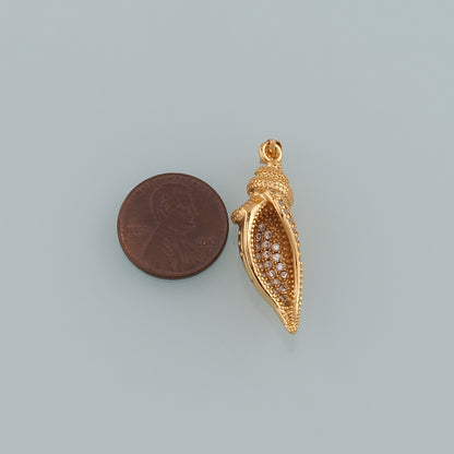 Gold Shell Charms,18K Gold Filled Conch Pendant,CZ Micro Pave Conch Shell Charm Bracelet Necklace for DIY Jewelry Making Supply