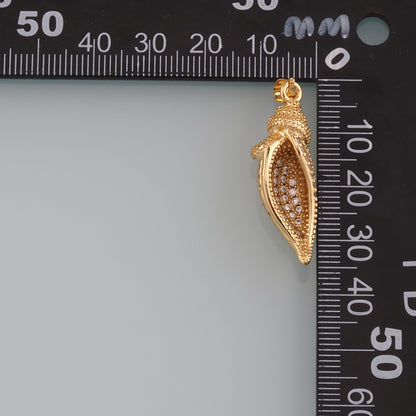 Gold Shell Charms,18K Gold Filled Conch Pendant,CZ Micro Pave Conch Shell Charm Bracelet Necklace for DIY Jewelry Making Supply