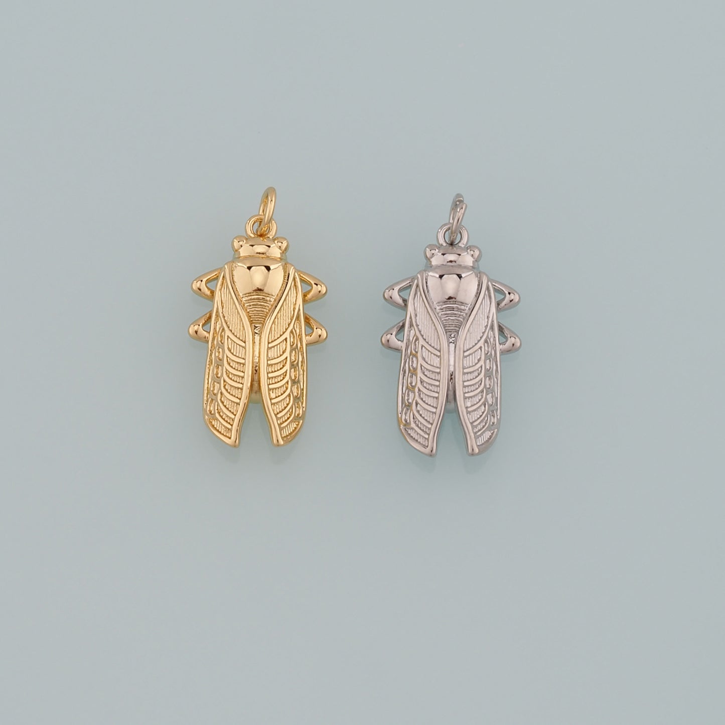 Gold Insect Charms,18K Gold Filled Cicada Pendant,Cicada Charm Bracelet Necklace for DIY Jewelry Making Supply