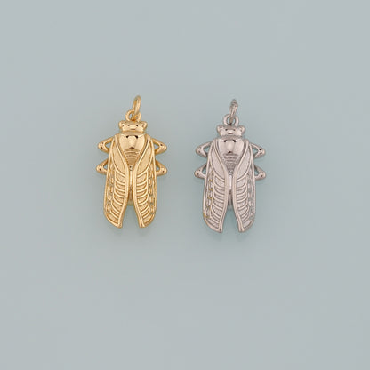 Gold Insect Charms,18K Gold Filled Cicada Pendant,Cicada Charm Bracelet Necklace for DIY Jewelry Making Supply