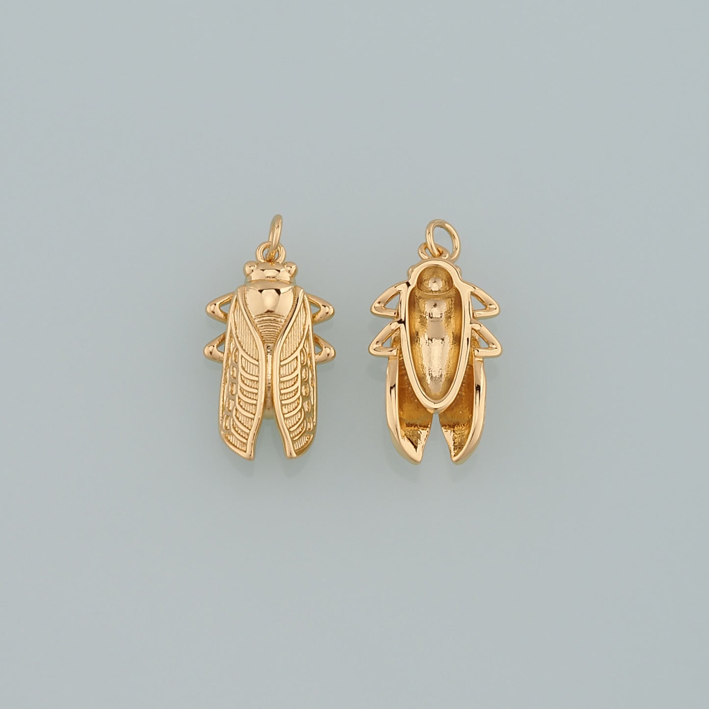 Gold Insect Charms,18K Gold Filled Cicada Pendant,Cicada Charm Bracelet Necklace for DIY Jewelry Making Supply
