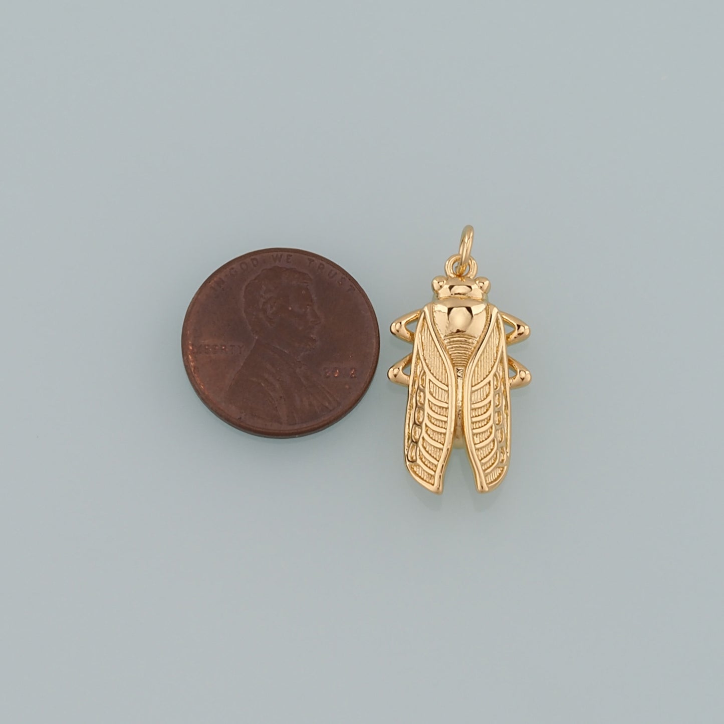 Gold Insect Charms,18K Gold Filled Cicada Pendant,Cicada Charm Bracelet Necklace for DIY Jewelry Making Supply