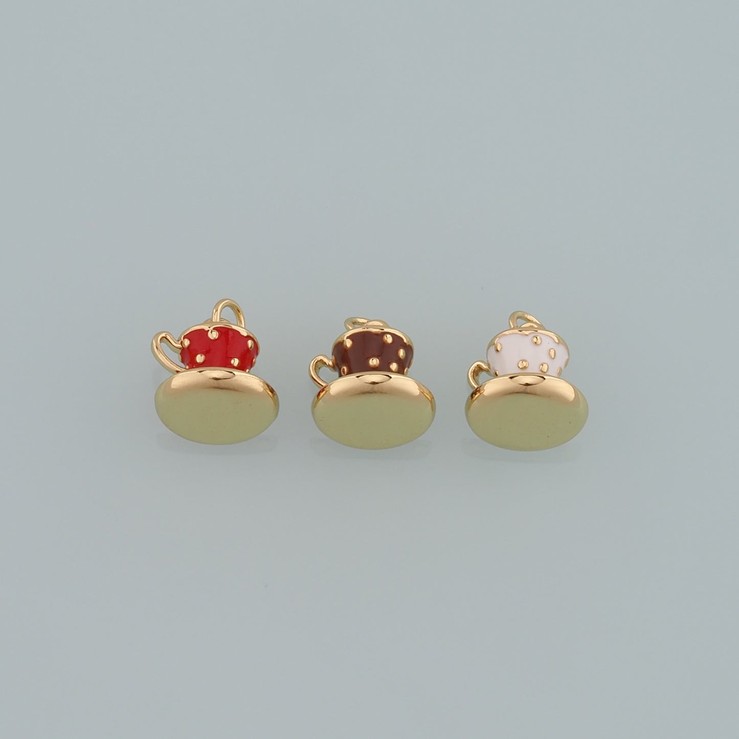 Gold Cup Charms,18K Gold Filled Coffee Cup Pendant,Enamel Cup Charm Bracelet Necklace for DIY Jewelry Making Supply