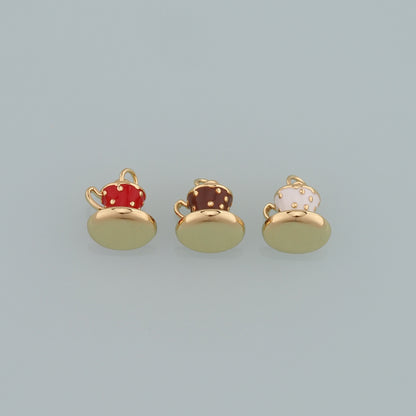 Gold Cup Charms,18K Gold Filled Coffee Cup Pendant,Enamel Cup Charm Bracelet Necklace for DIY Jewelry Making Supply