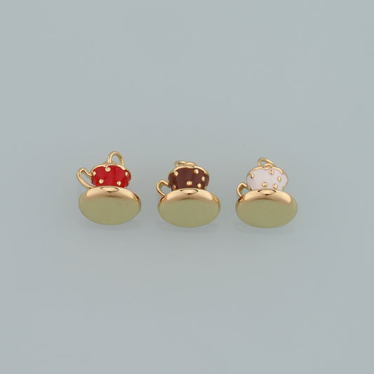 Gold Cup Charms,18K Gold Filled Coffee Cup Pendant,Enamel Cup Charm Bracelet Necklace for DIY Jewelry Making Supply