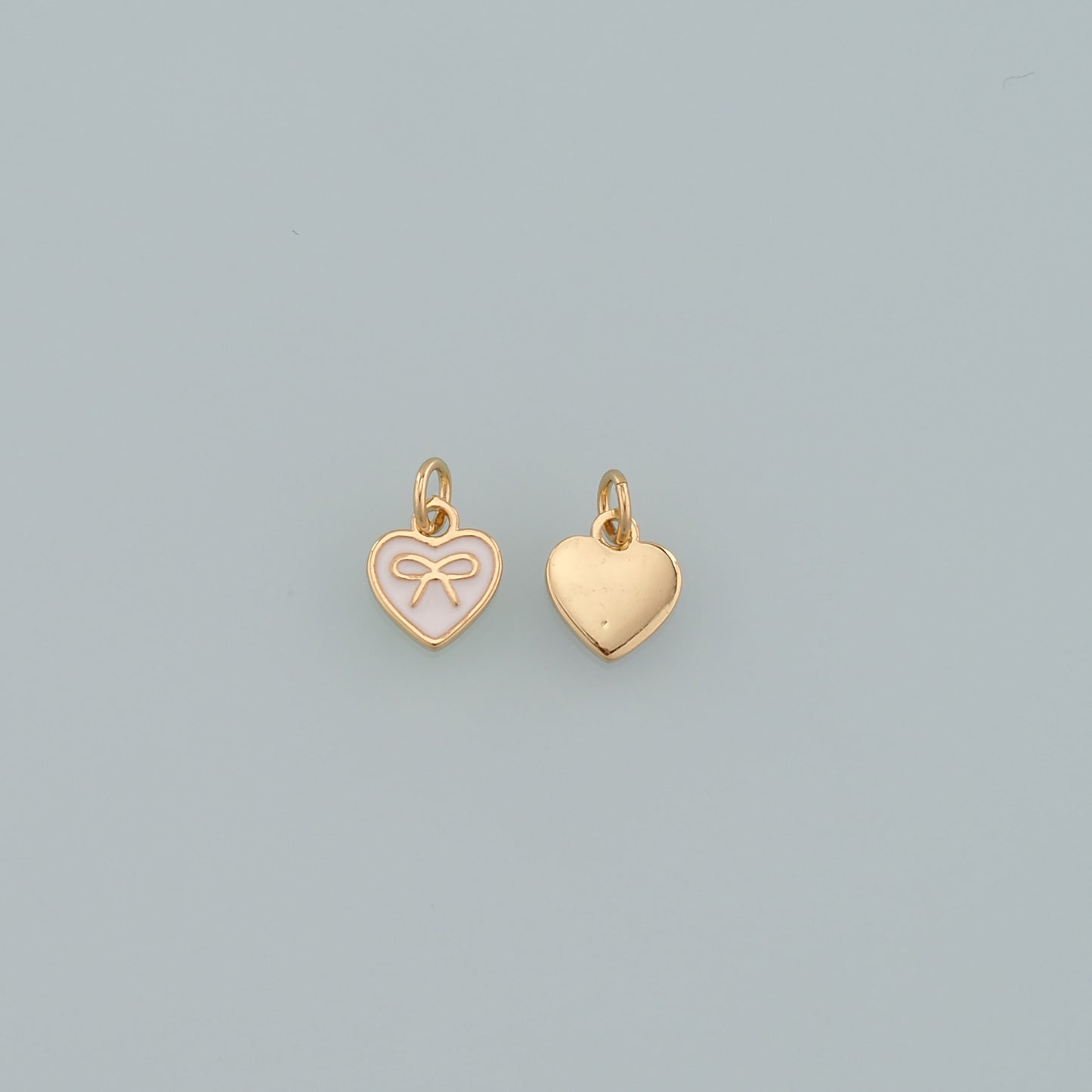 Gold Heart Charms,18K Gold Filled Heart Pendant,Enamel Bow Charm Bracelet Necklace for DIY Jewelry Making Supply