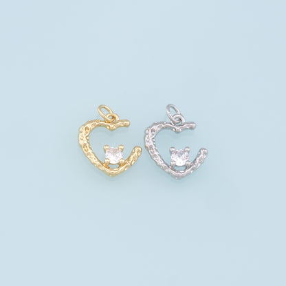 Gold Heart Charms,18K Gold Filled Heart Pendant,Heart Charm Bracelet Necklace for DIY Jewelry Making Supply