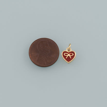 Gold Heart Charms,18K Gold Filled Heart Pendant,Enamel Bow Charm Bracelet Necklace for DIY Jewelry Making Supply