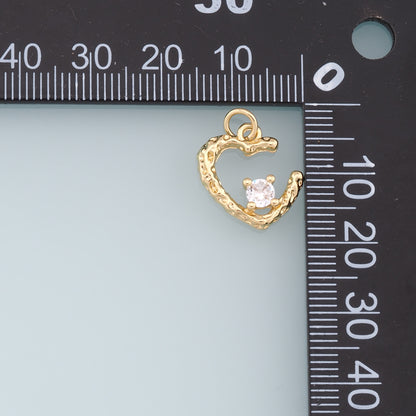 Gold Heart Charms,18K Gold Filled Heart Pendant,Heart Charm Bracelet Necklace for DIY Jewelry Making Supply