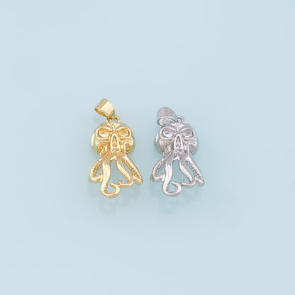 Gold Octopus Charms,18K Gold Filled Octopus Pendant,Octopus Charm Bracelet Necklace for DIY Jewelry Making Supply