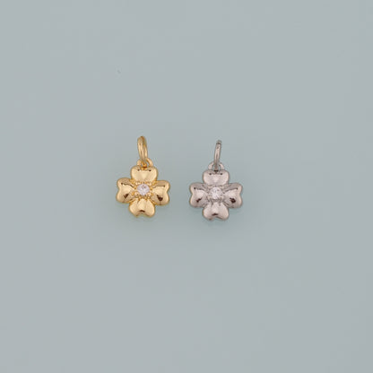 Gold Flower Charms,18K Gold Filled Flower Pendant,CZ Micro Pave Flower Charm Bracelet Necklace for DIY Jewelry Making Supply