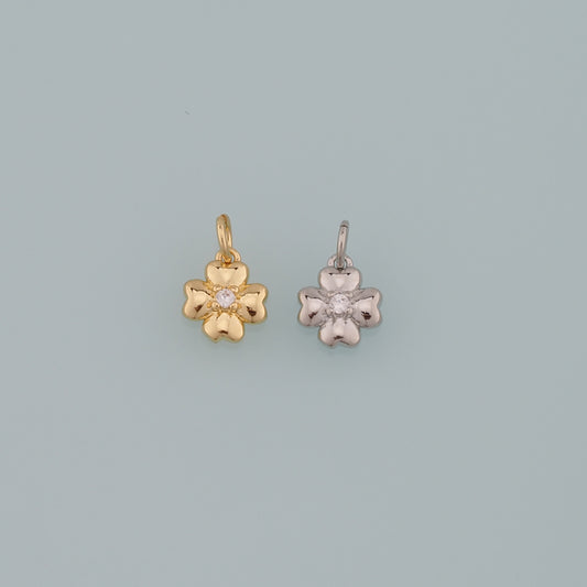 Gold Flower Charms,18K Gold Filled Flower Pendant,CZ Micro Pave Flower Charm Bracelet Necklace for DIY Jewelry Making Supply