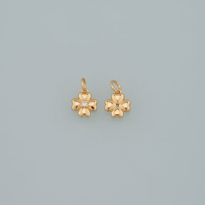 Gold Flower Charms,18K Gold Filled Flower Pendant,CZ Micro Pave Flower Charm Bracelet Necklace for DIY Jewelry Making Supply