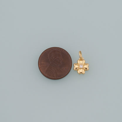 Gold Flower Charms,18K Gold Filled Flower Pendant,CZ Micro Pave Flower Charm Bracelet Necklace for DIY Jewelry Making Supply