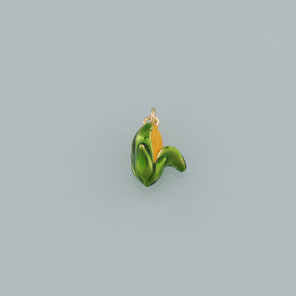 Gold Vegetable Charms,18K Gold Filled Corn Pendant,Enamel Corn Charm Bracelet Necklace for DIY Jewelry Making Supply