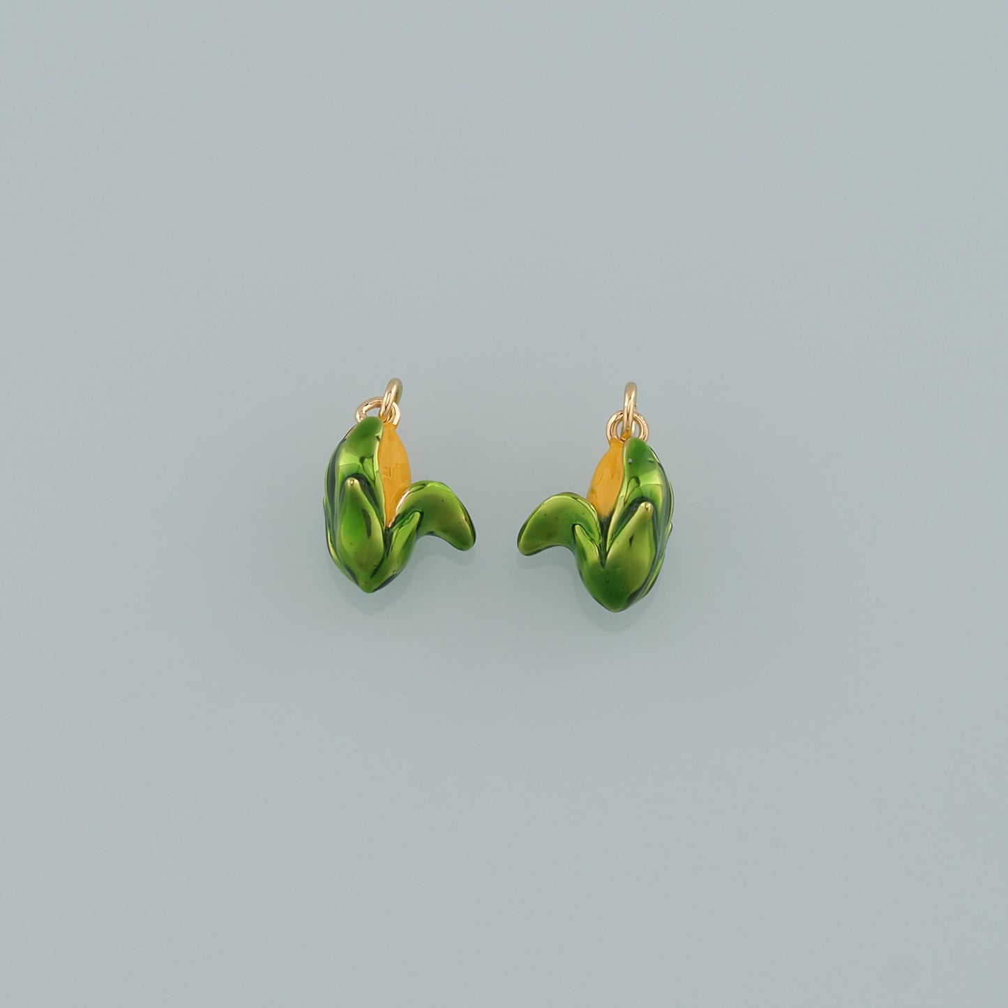 Gold Vegetable Charms,18K Gold Filled Corn Pendant,Enamel Corn Charm Bracelet Necklace for DIY Jewelry Making Supply