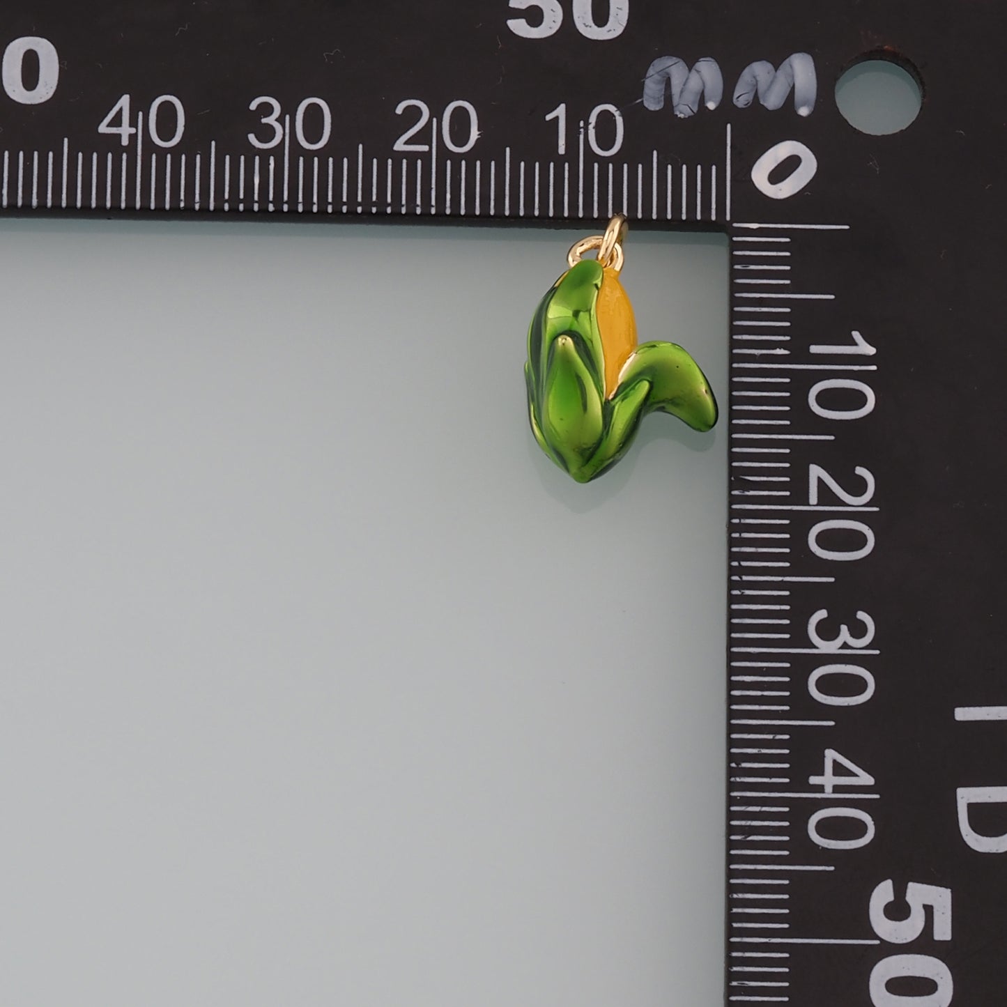 Gold Vegetable Charms,18K Gold Filled Corn Pendant,Enamel Corn Charm Bracelet Necklace for DIY Jewelry Making Supply