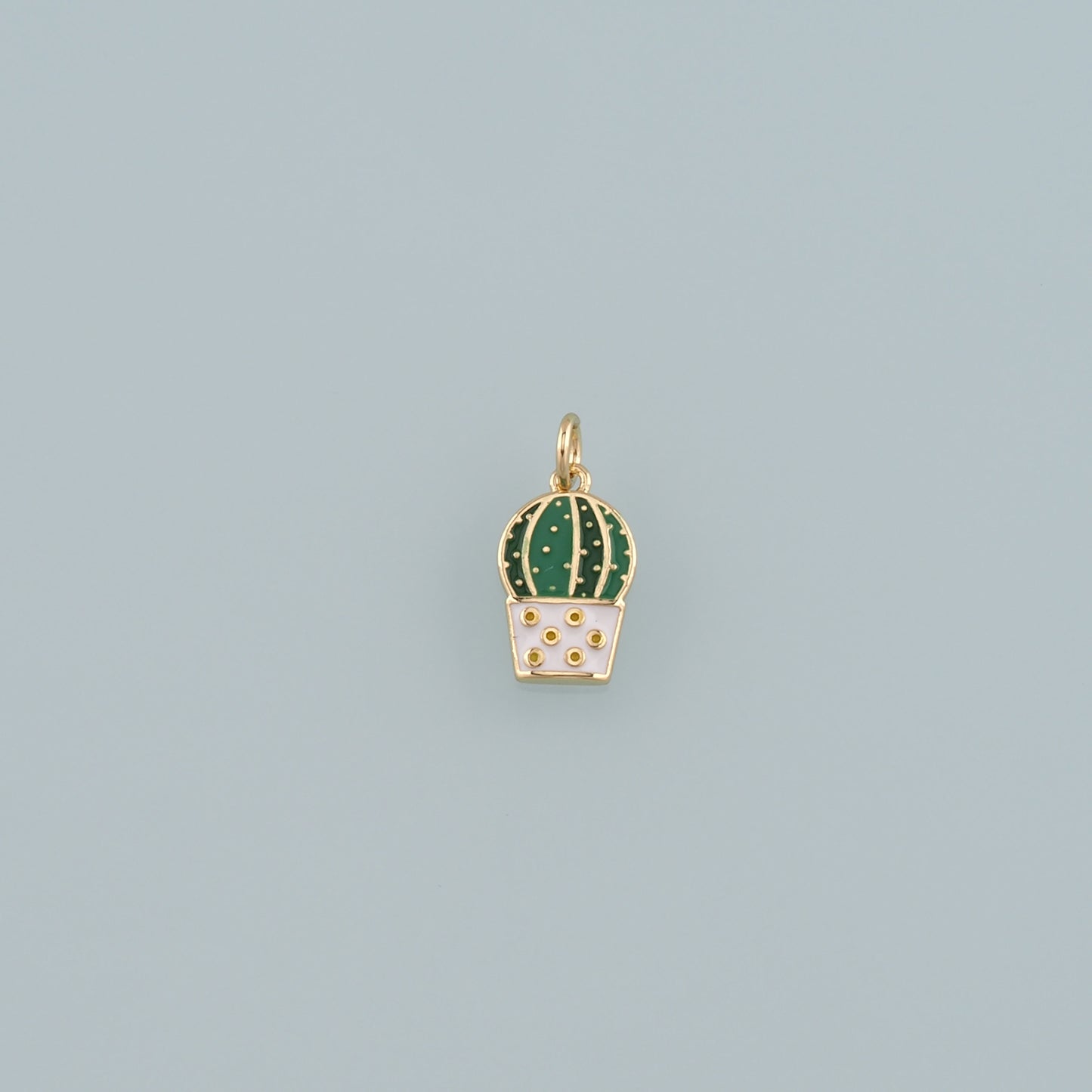 Gold Cactus Charms,18K Gold Filled Cactus Pendant,Enamel Desert Charm Bracelet Necklace for DIY Jewelry Making Supply