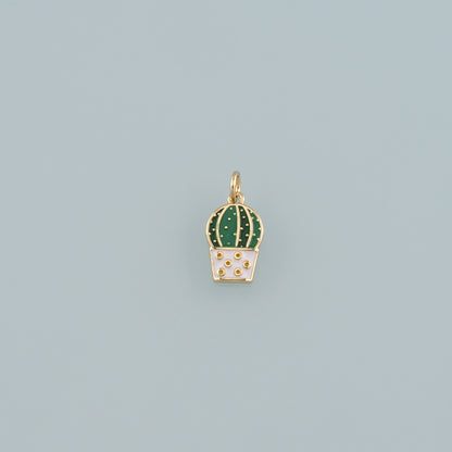 Gold Cactus Charms,18K Gold Filled Cactus Pendant,Enamel Desert Charm Bracelet Necklace for DIY Jewelry Making Supply