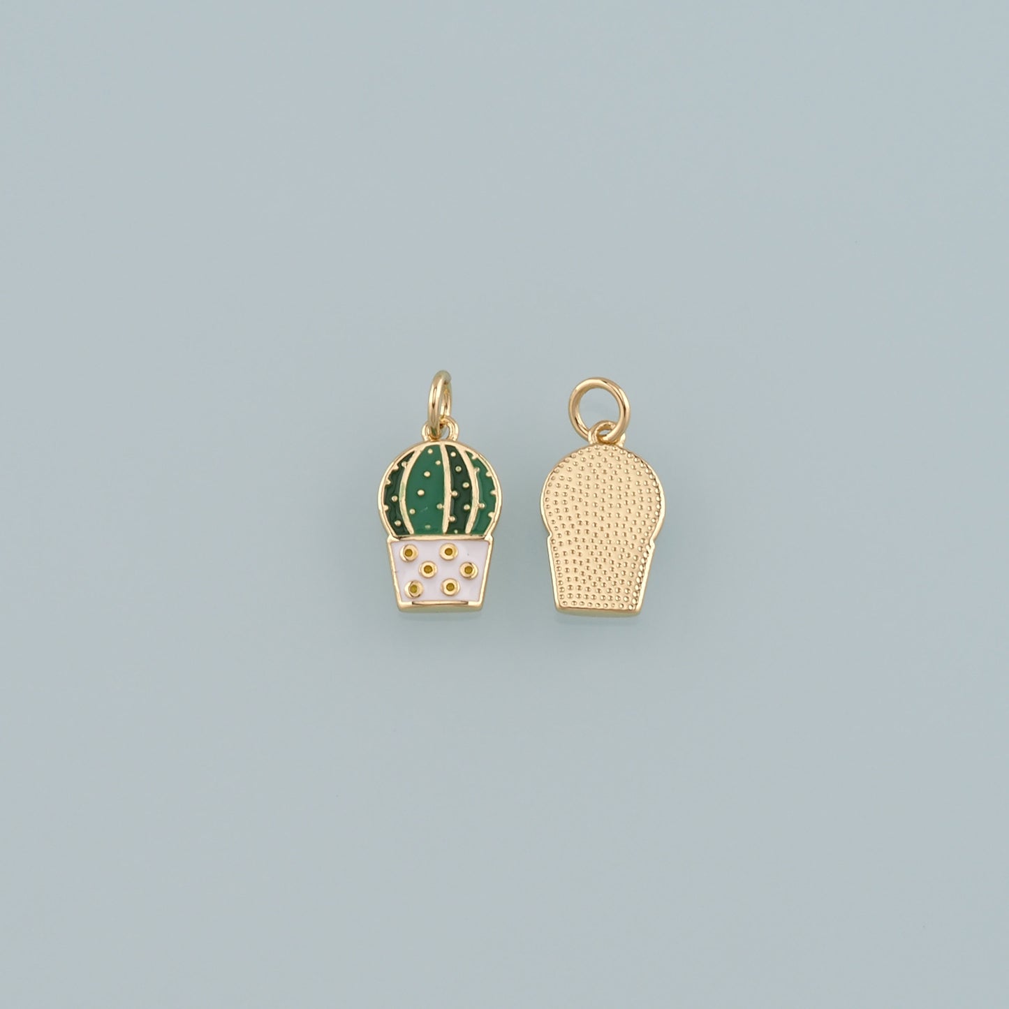 Gold Cactus Charms,18K Gold Filled Cactus Pendant,Enamel Desert Charm Bracelet Necklace for DIY Jewelry Making Supply