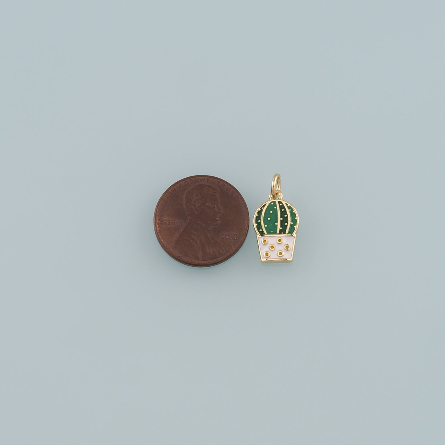 Gold Cactus Charms,18K Gold Filled Cactus Pendant,Enamel Desert Charm Bracelet Necklace for DIY Jewelry Making Supply
