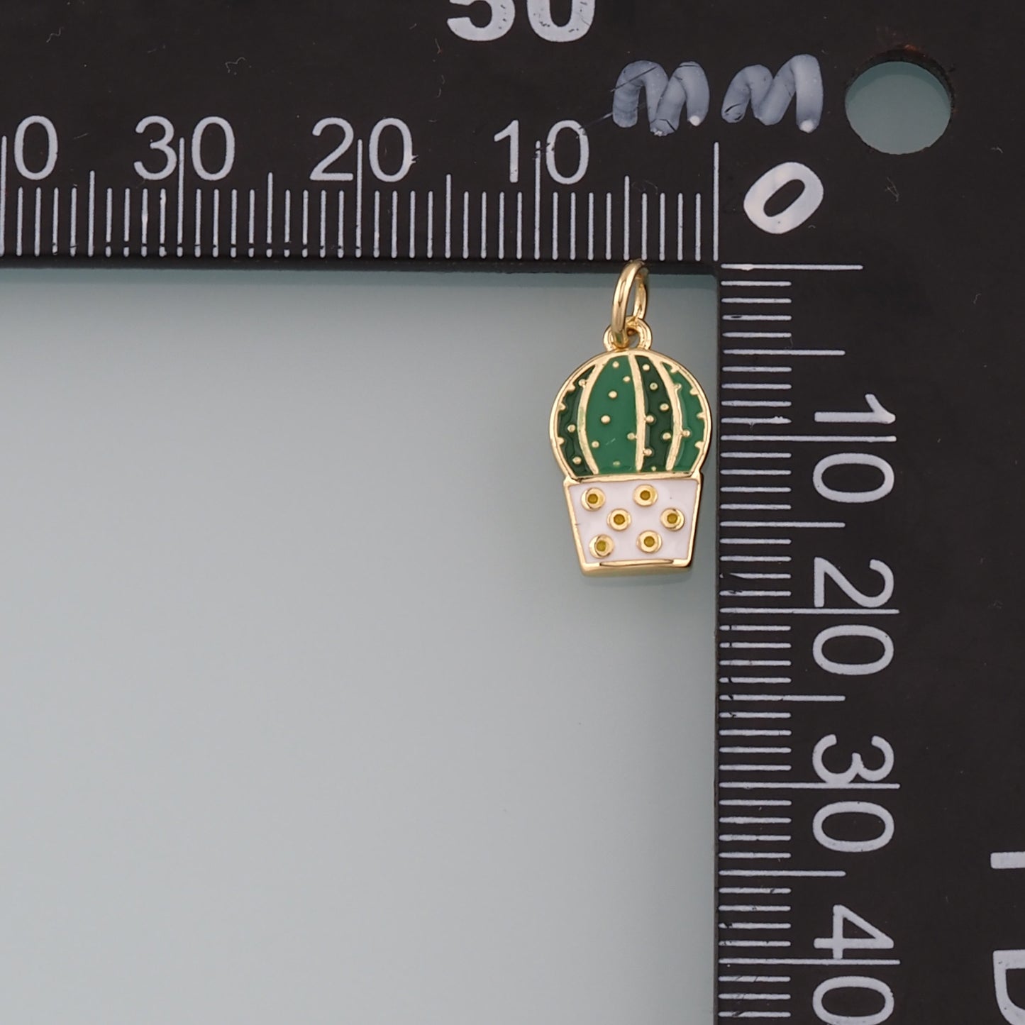 Gold Cactus Charms,18K Gold Filled Cactus Pendant,Enamel Desert Charm Bracelet Necklace for DIY Jewelry Making Supply