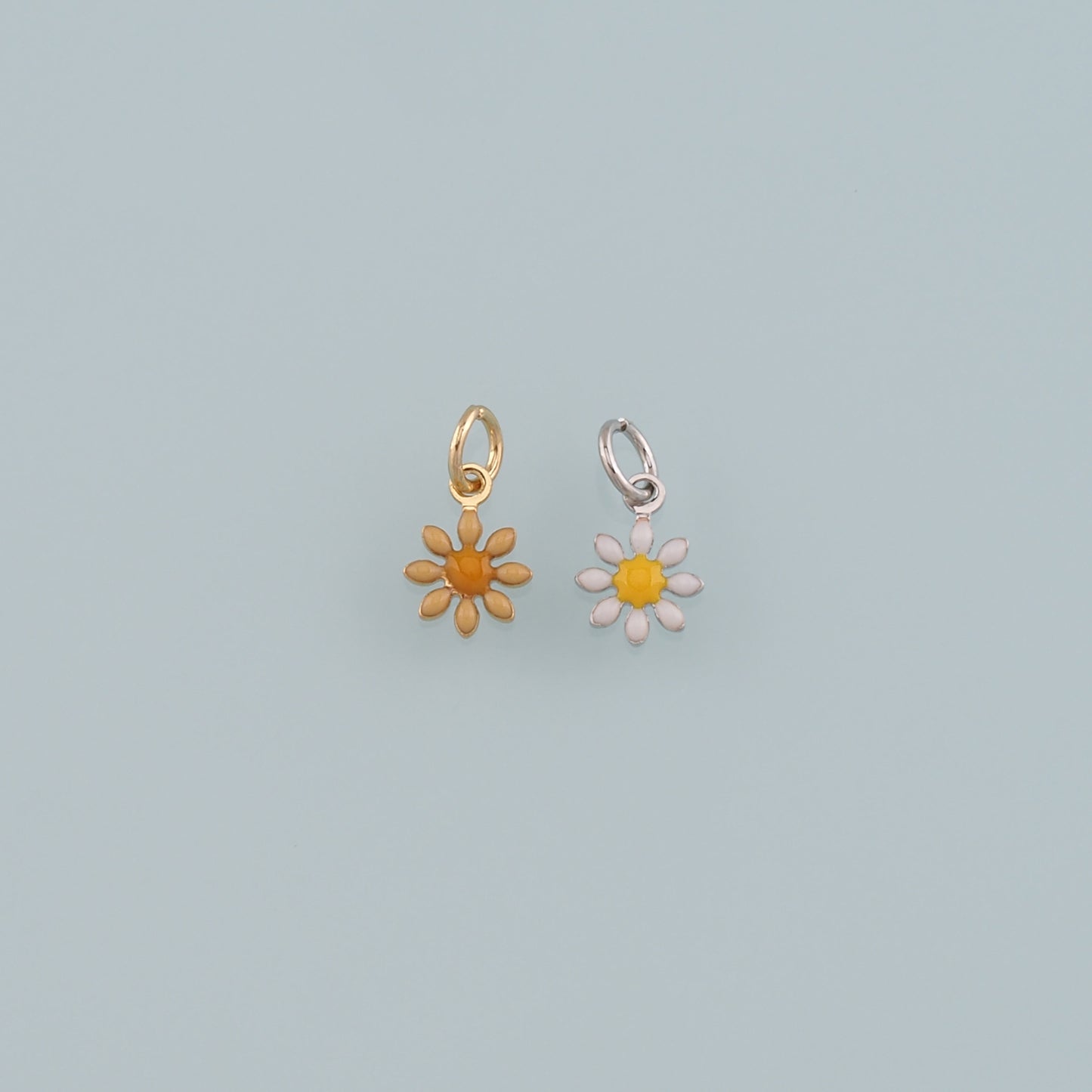 Gold Flower Charms,18K Gold Filled Flower Pendant,Enamel Flower Charm Bracelet Necklace for DIY Jewelry Making Supply
