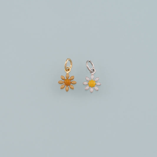 Gold Flower Charms,18K Gold Filled Flower Pendant,Enamel Flower Charm Bracelet Necklace for DIY Jewelry Making Supply