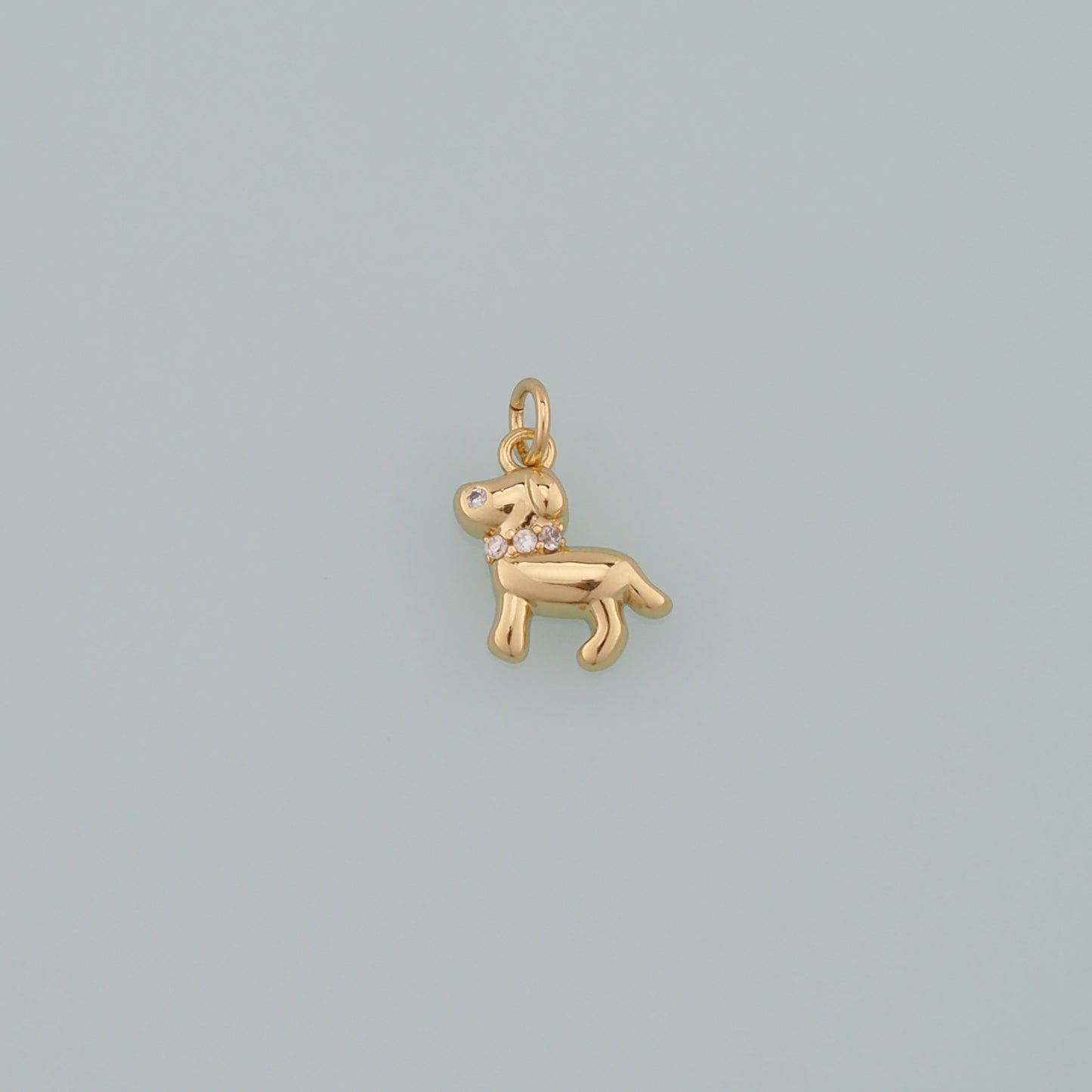 Gold Dog Charms,18K Gold Filled Dog Pendant,CZ Micro Pave Pet Charm Bracelet Necklace for DIY Jewelry Making Supply