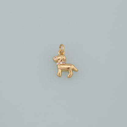 Gold Dog Charms,18K Gold Filled Dog Pendant,CZ Micro Pave Pet Charm Bracelet Necklace for DIY Jewelry Making Supply