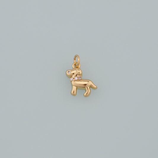 Gold Dog Charms,18K Gold Filled Dog Pendant,CZ Micro Pave Pet Charm Bracelet Necklace for DIY Jewelry Making Supply